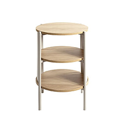 Pegane Table d'appoint ronde - Chêne/gris pas cher