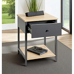 Pegane Table de chevet 1 tiroir - Chêne anthracite