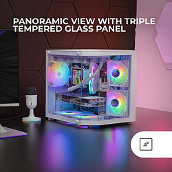 Boîtier ATX semi-tour Mars Gaming MC3TLITEW Blanc pas cher