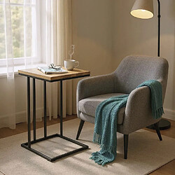 Pegane Table d'appoint rectangulaire - Chêne et noir pas cher