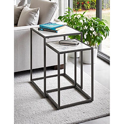 Pegane Lot de 2 tables d'appoint - Blanc