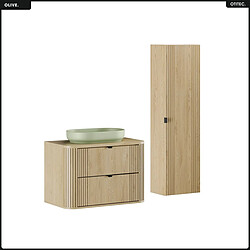 Otitec Ensemble meuble salle de bain - Chêne