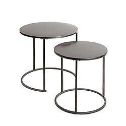 Pegane Lot de 2 tables d'appoint rondes - Gris