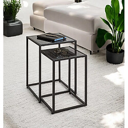 Pegane Lot de 2 tables d'appoint - Noir