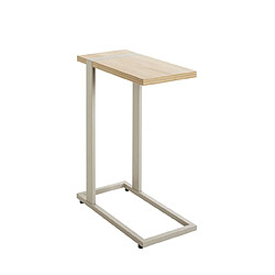 Pegane Table d'appoint avec étagère - Chêne naturel et métal gris