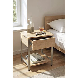 Pegane Table de chevet 1 tiroir - Chêne