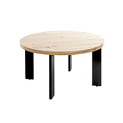 Pegane Table basse ronde - Chêne et métal noir