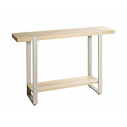 Pegane Table console meuble d'entrée coloris Chêne naturel et métal gris - Longueur 120 x Profondeur 30 x Hauteur 82 cm