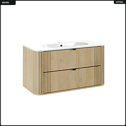 OTITEC Ensemble de meubles sous vasque - 100 cm - avec Vasque - OLIVE - Chêne