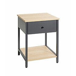 Pegane Table de chevet 1 tiroir - Chêne anthracite