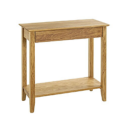 Pegane Console table d'appoint 1 tiroir en bois massif huilé coloris chêne - Longueur 75 x Hauteur 75 x Profondeur 35 cm