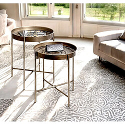 Pegane Lot de 2 tables d'appoint rondes - Noir cuivré