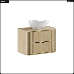 OTITEC Ensemble de meubles sous vasque - 80 cm - avec Plan - Vasque - OLIVE - Chêne