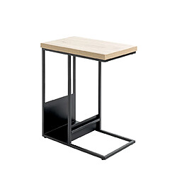 Pegane Table d'appoint porte-revues - Chêne/noir