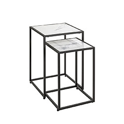 Pegane Lot de 2 tables d'appoint - Blanc