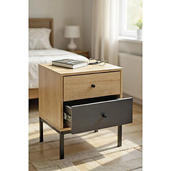 Pegane Table de chevet 2 tiroirs - Noir pas cher