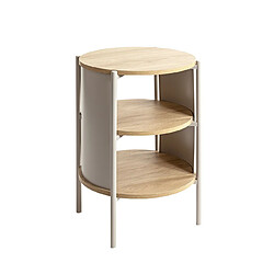 Pegane Table d'appoint ronde - Chêne/gris