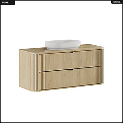 OTITEC Ensemble de meubles sous vasque - 120 cm - avec Plan - Vasque - OLIVE - Chêne