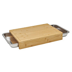 Planche à découper bambou 41x28,5cm + 2 tiroirs inox - 09951G - Pratik - NOGENT 3 ETOILES