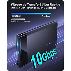 DZMDIP Boîtier Disque dur Externe 2,5'' - USB 3.1 Gen2 - SATA HDD et SSD de 7/9.5mm - Haute Vitesse à 10Gbps avec Cable USB-C vers USB3.1