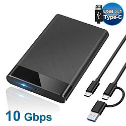 DZMDIP Boîtier Disque dur Externe 2,5'' - USB 3.1 Gen2 - SATA HDD et SSD de 7/9.5mm - Haute Vitesse à 10Gbps avec Cable USB-C vers USB3.1