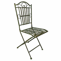 L'Héritier Du Temps Salon de Jardin Achille Salon de Thé 2 Places Table et Chaises Pliables Fer Patiné Vert Ancien