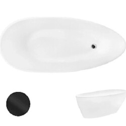 BESCO Baignoire îlot de 140 x 60 cm - Blanc Mat - avec Siphon Blanc Mat - GOYA