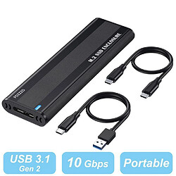 DZMDIP Boîtier SSD M.2 NVME, 10Gbps USB C 3.1 Gen 2 Boîtier Disque Dur SSD M.2 NVME SATA - Alliage d'aluminium - Noir