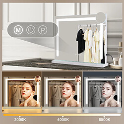 ZMH Miroir De Maquillage Avec Éclairage 70x55x12 Cm Miroir LED à Intensité Variable Avec 3 Modes D'éclai