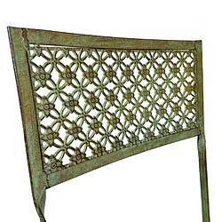 L'Héritier Du Temps Chaise Auguste Fer Patiné Vert Ancien Assise de Jardin Pliable Mobilier Extérieur 39,5x48x91cm