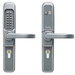 DOM METALUX Poignée de porte mécanique gauche à code serrure avec volet de protection Unitecnic 1210