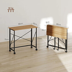 Acheter OKWISH Bureau pliant compact 80 cm avec roulettes, gain de place