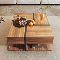 DZMDIP Table Basse Meuble de Rangement pour Salon avec 4 Tiroirs - Naturel