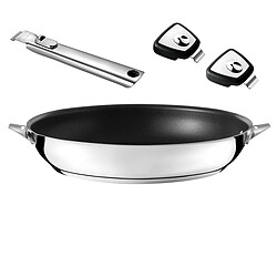 Cuisinox Eclipse - Set poêle 32 cm revêtement céramique avec poignée inox et anses amovibles