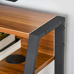 OKWISH Bureau informatique avec étagère et passe-câbles 84x45 cm