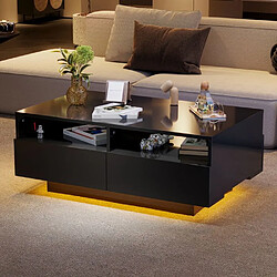 DZMDIP Table basse - 90x55x35 cm - LED 16 couleurs - 4 tiroirs - Noir brillant