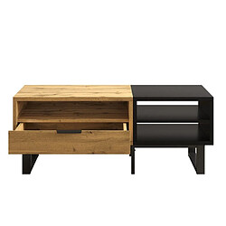 DZMDIP Table Basse - Industriel - 100x50x40cm - Compartiments et Tiroirs - Métal et Bois