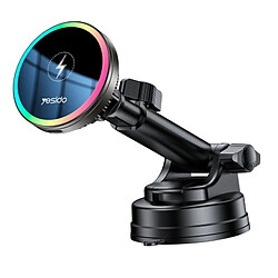 Chargeur Sans Fil Voiture 15W Avec Ventouse Et Lumières RGB Pour Chargement Rapide YONIS