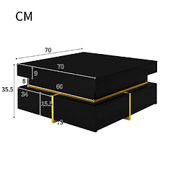 DZMDIP Table Basse - 70x35,5cm - Finition Brillante - 2 Tiroirs - Accents Dorés