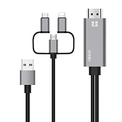 Câble HDTV 3 En 1 1080P Pour Mobile Connectez Télévision Et Moniteur Facilement Gris YONIS
