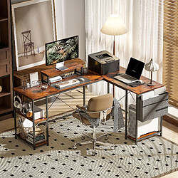 Okwish Bureau d'angle en L - Brun