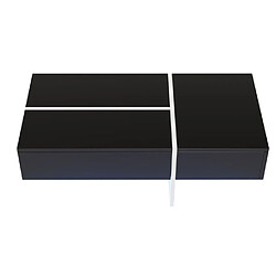 DZMDIP Table basse - 100x50x34.5 cm - Éclairage LED - 3 tiroirs - Noir brillant
