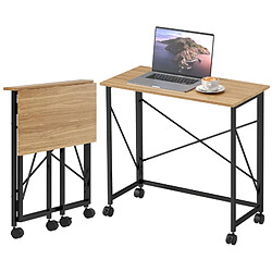 OKWISH Bureau pliant compact 80 cm avec roulettes, gain de place pas cher