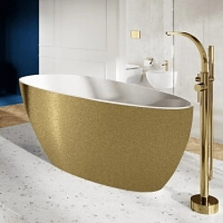 BESCO Baignoire îlot de 160 x 70 cm - Dorée - avec Siphon Dorée - GOYA