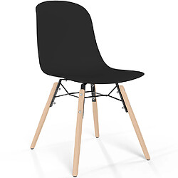 ICONIK INTERIOR Chaise de salle à manger avec pieds en bois naturel – Style moderne et fonctionnalité -Broly Noir