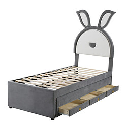 Acheter modfu Lit gigogne 90x200 cm avec tiroir et lumière LED, en velours, gris