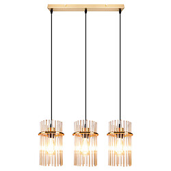 ZMH Suspension 3 Flammes E27 Verre Doré Ø 16 Cm Pour Cafe Bar (sans Ampoule)