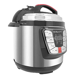 Sokany Autocuiseur 6L en Inox Multifonction avec Système de Sécurité Noir / Argent