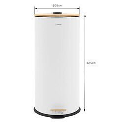 Acheter ML-Design Poubelle à pédale 30L blanche en acier couvercle de bambou fermeture silencieuse