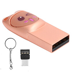 Autre Vue Clé USB Cartoon 128 Go or rose avec adaptateur Type-C